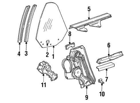 1989 Chevy Cavalier Quarter Panel & Components, Glass, Exterior Trim, Body Diagram 3 - Thumbnail