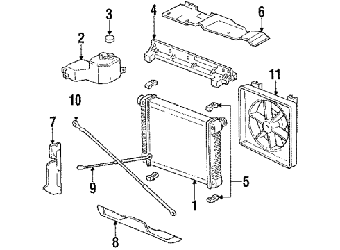 1985 Oldsmobile Calais Radiator & Components Diagram