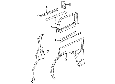 1998 Oldsmobile Silhouette Side Panel & Components, Exterior Trim, Body Diagram 2 - Thumbnail