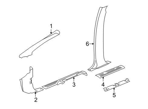 2006 Chevy Avalanche 1500 Interior Trim - Pillars, Rocker & Floor Diagram