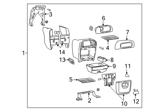 1999 Chevy Venture Console Assembly, Front Floor <Use 1C1J *Graphite Diagram for 10429915