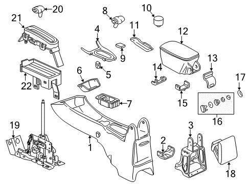 2000 Chevy Malibu Plate Assembly, Front Floor Console Trans Shift Opening Trim *Ebony Diagram for 22614444