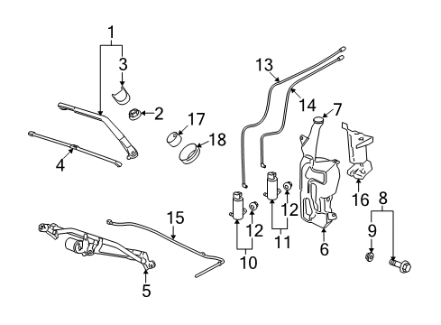 2009 Cadillac Escalade ESV Wiper & Washer Components, Body Diagram