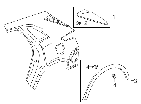 2019 Cadillac XT5 Applique Assembly, Body Si Upr Rr *Black Diagram for 84544556