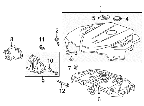 2019 Cadillac CT6 Intake Manifold Cover Emblem Diagram for 12669293