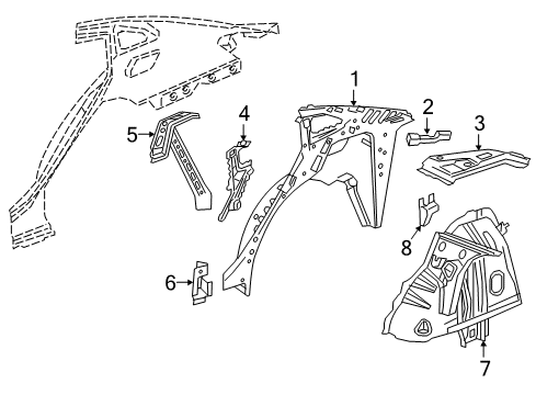 2016 Chevy Malibu Inner Structure - Quarter Panel Diagram