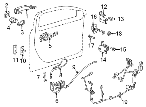 2017 Buick LaCrosse Cable Assembly, Front Side Door Outside Handle Diagram for 26699624