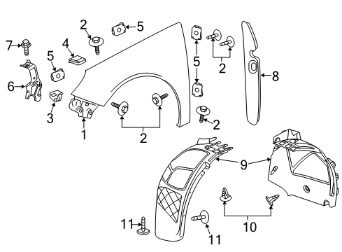 2012 Buick Regal Liner Assembly, Front Wheelhouse Diagram for 22970859