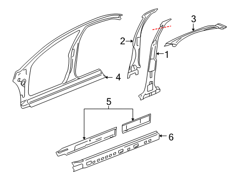 2016 Chevy Impala Limited Center Pillar & Rocker Diagram