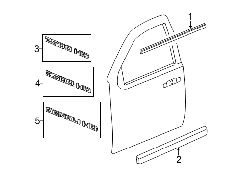 2014 GMC Sierra 3500 HD Exterior Trim - Front Door Diagram