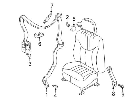 1999 Oldsmobile Alero Passenger Seat Belt Kit (Retractor Side) *Medium Duty Dark Pew*Pewter Diagram for 12493281