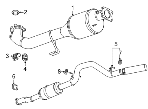 2022 GMC Sierra 3500 HD 3Way Catalytic Convertor Assembly (W/Exhaust Pipe) Diagram for 84653314