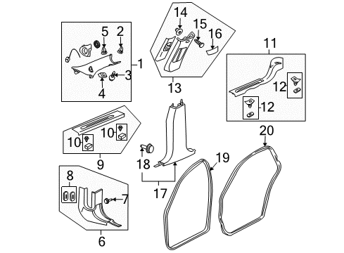 2008 Cadillac DTS Weatherstrip Assembly, Front Side Door Auxiliary *Cashmere *Light Cashmere Diagram for 25956333