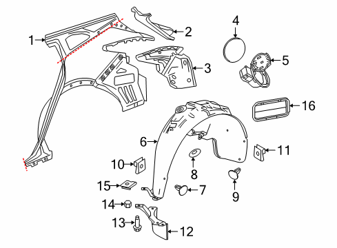 2024 Chevy Blazer Quarter Panel & Components Diagram