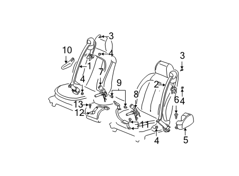 2000 Cadillac DeVille Bolt/Screw,Driver Seat & Passenger Seat Shoulder Belt Retractor Diagram for 12493071