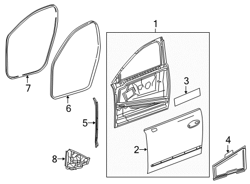 2018 Buick LaCrosse Front Door, Body Diagram