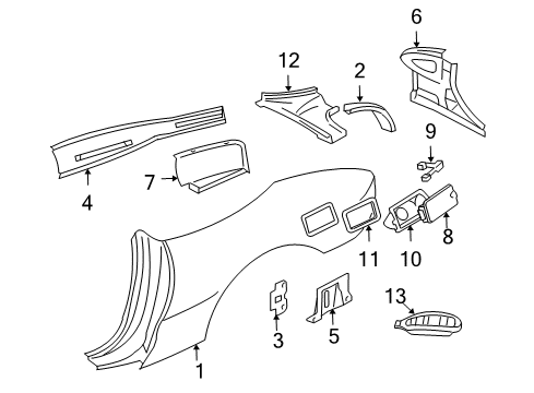 1997 Chevy Cavalier Quarter Panel & Components Diagram 1 - Thumbnail