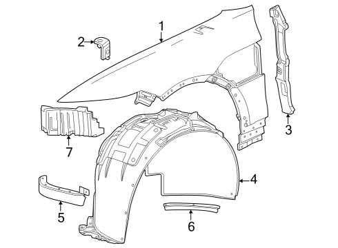 2024 Cadillac LYRIQ DEFLECTOR-FRT TIRE FRT AIR Diagram for 85580970