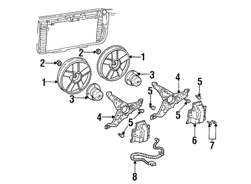 1998 Chevy Lumina Bracket Kit,Engine Electric Coolant Fan Diagram for 12362576