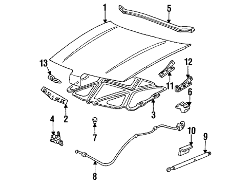 1995 Buick Skylark Hood & Components, Body Diagram