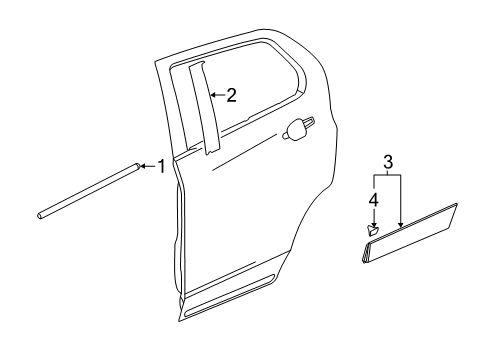 2021 Buick Encore Molding Assembly, Rear S/D Lwr *Anthracite Diagram for 95157447