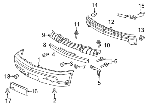 2003 Cadillac Escalade EXT Front Bumper Diagram