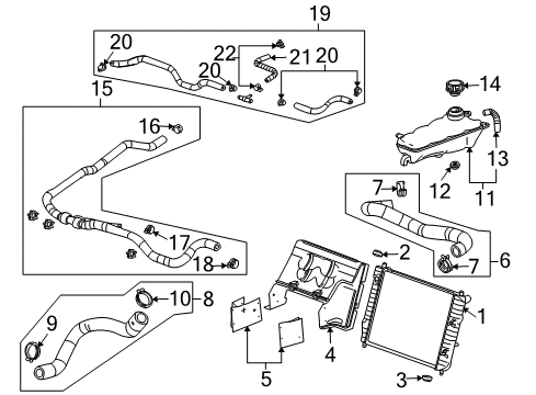 2005 Cadillac XLR Radiator Assembly Diagram for 10346017