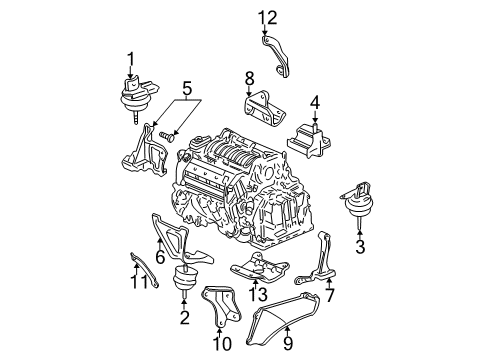 2000 Cadillac DeVille Engine & Trans Mounting Diagram