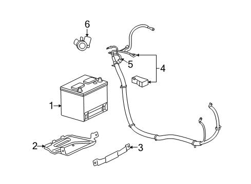 2006 Chevy Monte Carlo Retainer Assembly, Battery Hold Down Diagram for 10346694