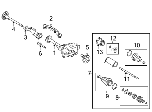 2012 Chevy Silverado 1500 Carrier & Front Axles Diagram 2 - Thumbnail