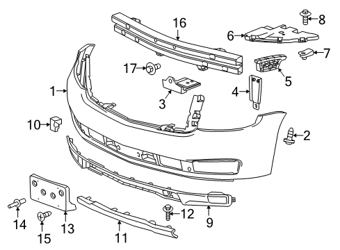 2015 Chevy Tahoe Front Bumper Diagram 1 - Thumbnail