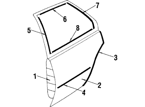 1984 Chevy Cavalier Weatherstrip Assembly, Rear Side Door Diagram for 22635799