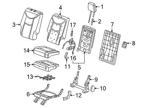 2021 Cadillac XT6 Frame Assembly, 3Rd Row St Cush Diagram for 84759426