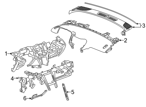 2022 GMC Terrain Panel Assembly, I/P Upr Tr *Jet Black Diagram for 85129750