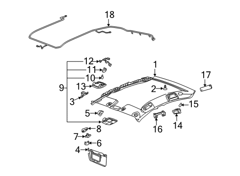 2007 Buick LaCrosse Handle Assembly, Roof Rail Front Asst *Neutral L Diagram for 25790590