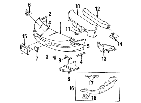 1994 Pontiac Firebird Front Bumper Diagram 2 - Thumbnail