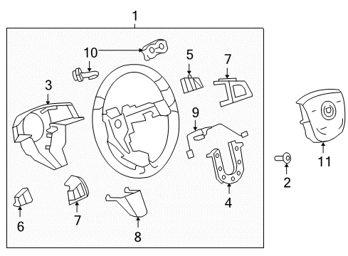 2014 Cadillac CTS Steering Wheel Assembly *Ebony Diagram for 22982704