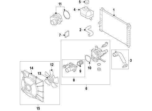 2009 Pontiac G3 Water Pump Assembly Diagram for 25195119