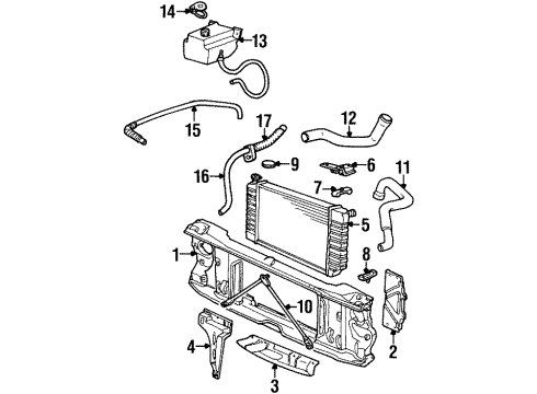 1994 GMC C1500 Radiator & Components, Radiator Support Diagram 3 - Thumbnail