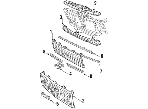 1995 GMC G3500 Grille & Components Diagram