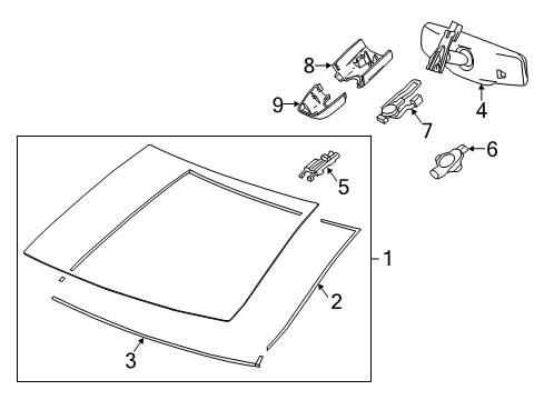 2015 Cadillac ATS Windshield Glass Diagram 3 - Thumbnail