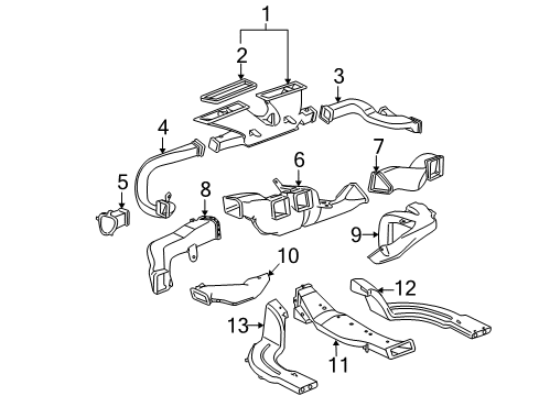 2010 Cadillac DTS Duct, Air Distributor Outer Diagram for 15784792