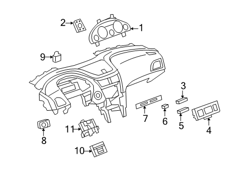 2012 Buick Enclave Switch Assembly, Instrument Cluster Head Up Display Di*Ebony Diagram for 15130170