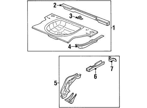 1997 Oldsmobile Cutlass Rear Body - Floor & Rails Diagram