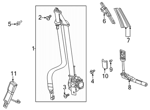 2020 Cadillac CT5 Retractor Kit, F/Seat Belt *Black Diagram for 84815191