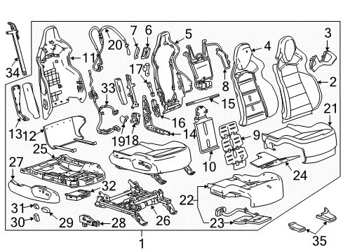 2019 Chevy Corvette Module Assembly, Passenger Seat Adjuster Memory (Hardware) Diagram for 13517131