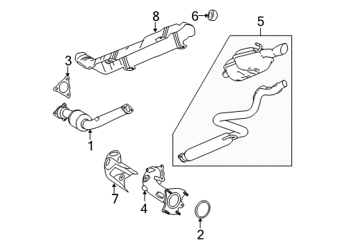 2008 Chevy HHR 3Way Catalytic Convertor Assembly (W/ Exhaust Manifold P Diagram for 22939745