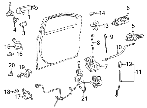 2017 Chevy Sonic Front Door - Lock & Hardware Diagram