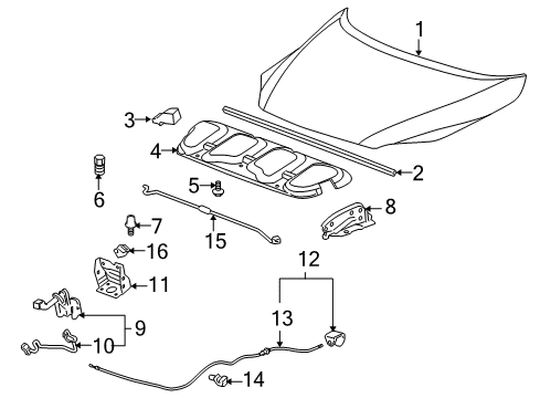 2005 Pontiac Montana Bracket Assembly, Hood Primary Latch Diagram for 15183478