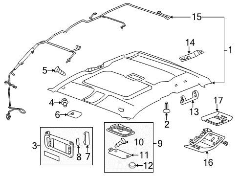 2011 GMC Sierra 2500 HD Sunshade Assembly, . *Gray Y Diagram for 22850300